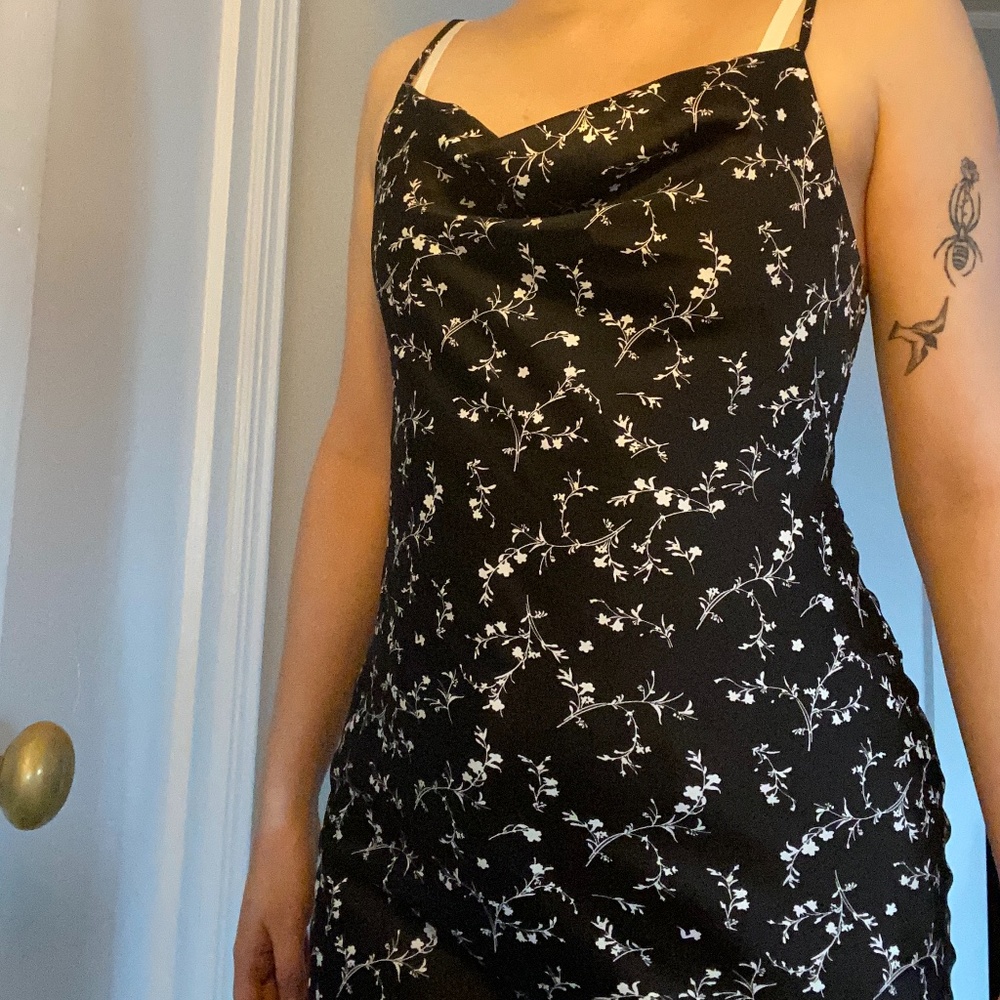 Urban Outfitters | Black Mini Dress with Flowers